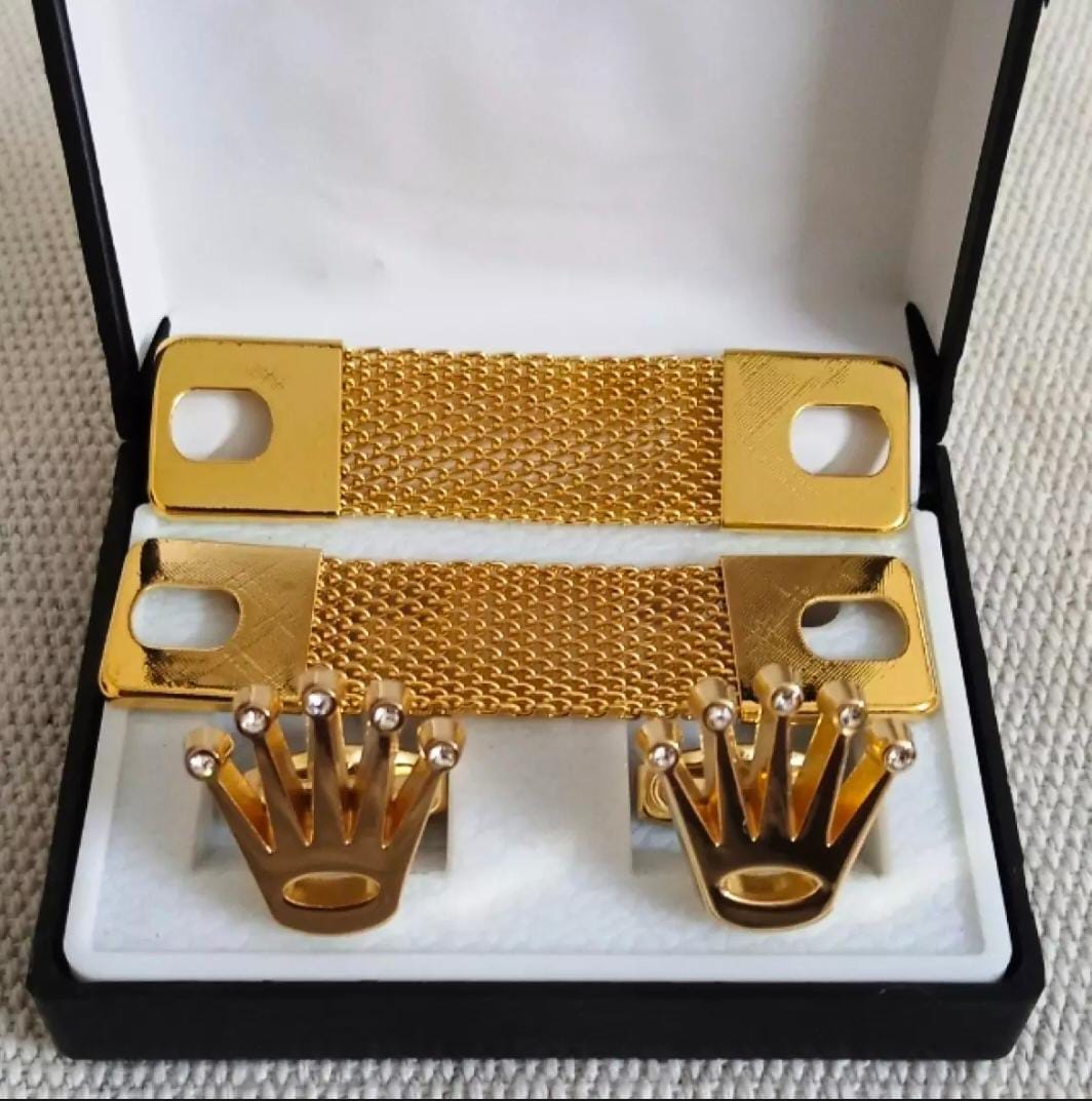 Rolex Crown Cufflinks With Chain